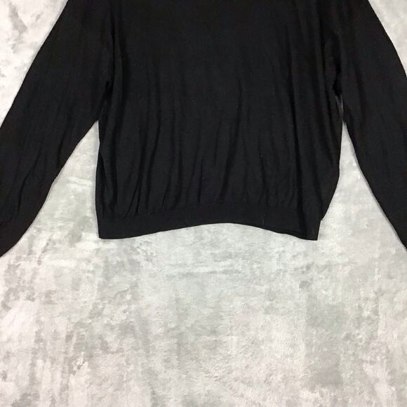 BP Black Sweater Long Sleeve Size Medium Crew Neck Lightweight Crop Length - Picture 4 of 11